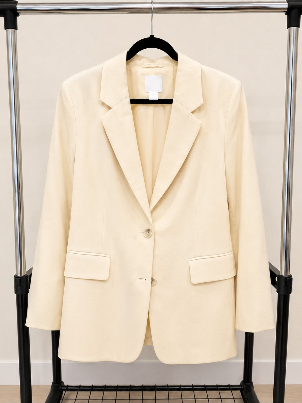 H&M Cream Single-Breasted Notch Lapel Blazer